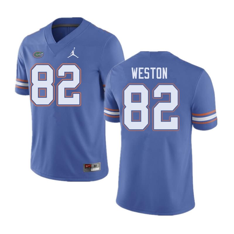 NCAA Florida Gators Ja'Markis Weston Men's #82 Jordan Brand Blue Stitched Authentic College Football Jersey VPG2764GW